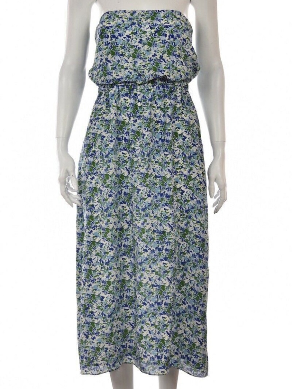 Shoshanna Womens Blue Printed Sheath Strapless Dress